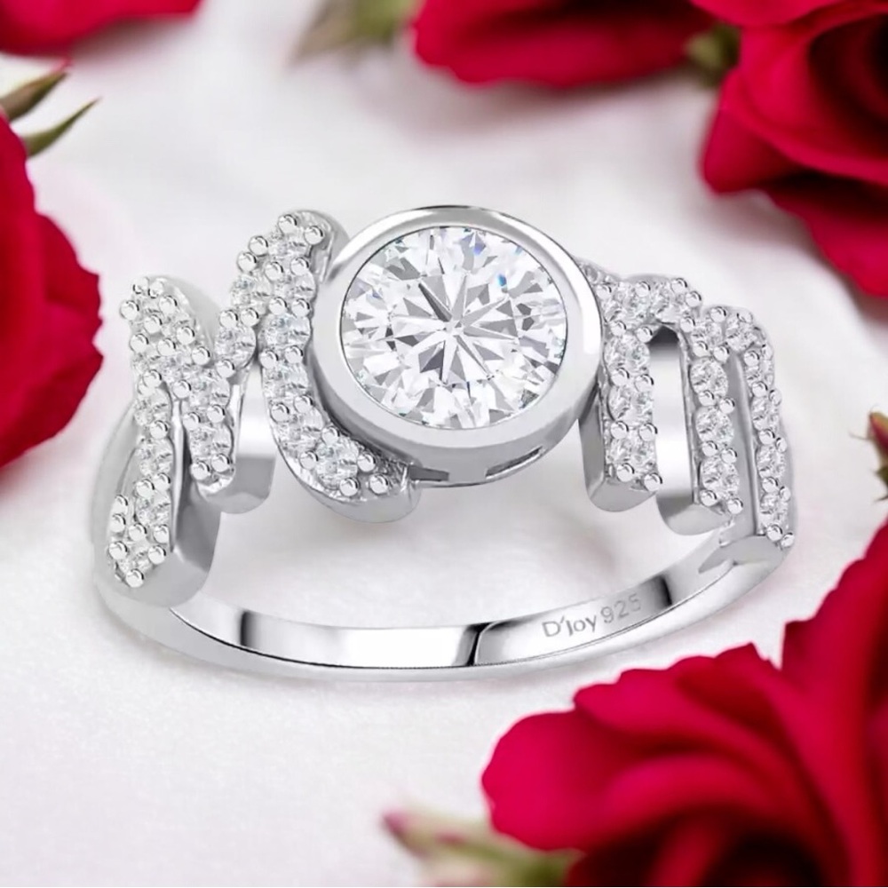 1.40ctw Moissanite MOM Ring Rhodium Over Sterling Silver